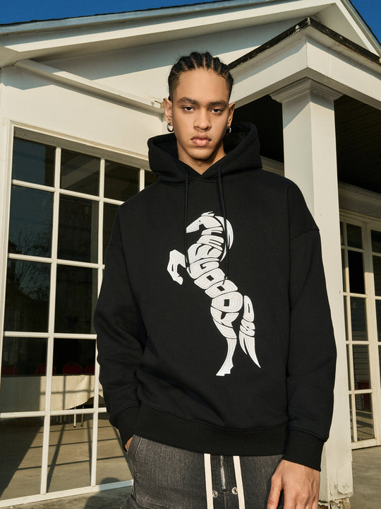 AFGK Morphing Font Horse Printed Embroidery Hoodie