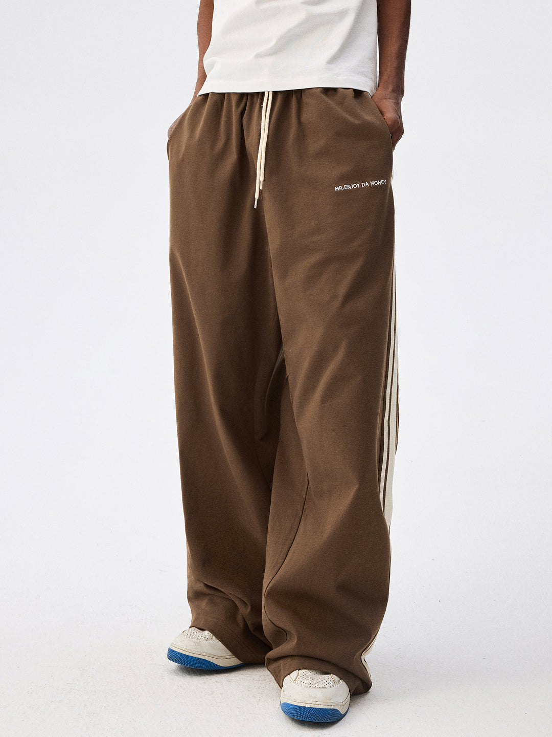 MEDM Side Striped Wide Leg Sweatpants