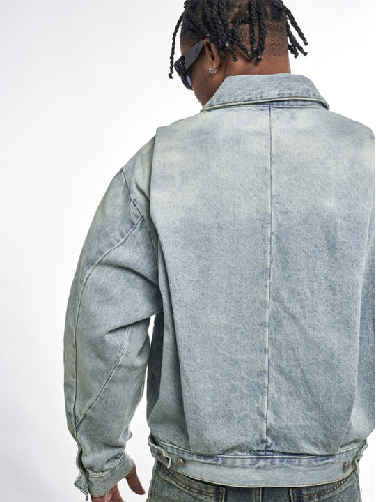F3F Select Washed Denim Zip Up Work Jacket | Face 3 Face