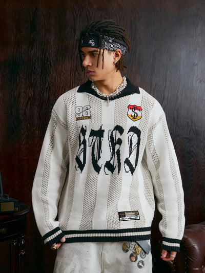 Small Town Kid Striped Knit Polo Sweater | Face 3 Face