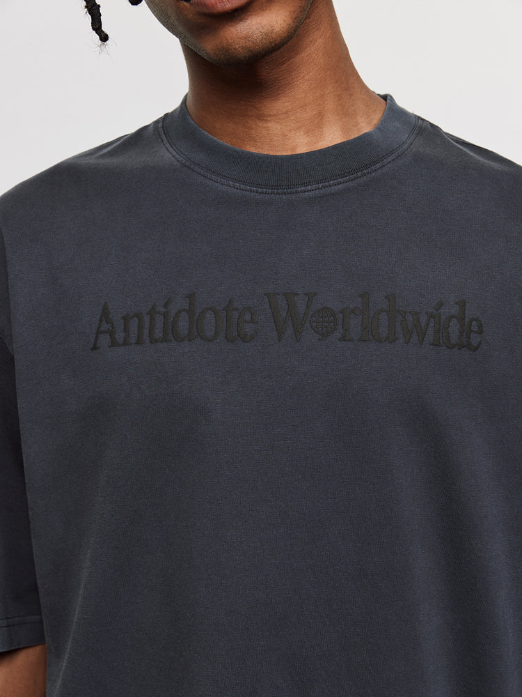 ANTIDOTE Washed Distressed Logo Print Vintage Tee