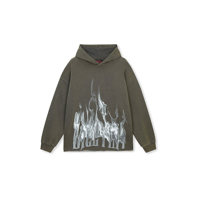 DICETINY Logo Flame Printed Hoodie | Face 3 Face