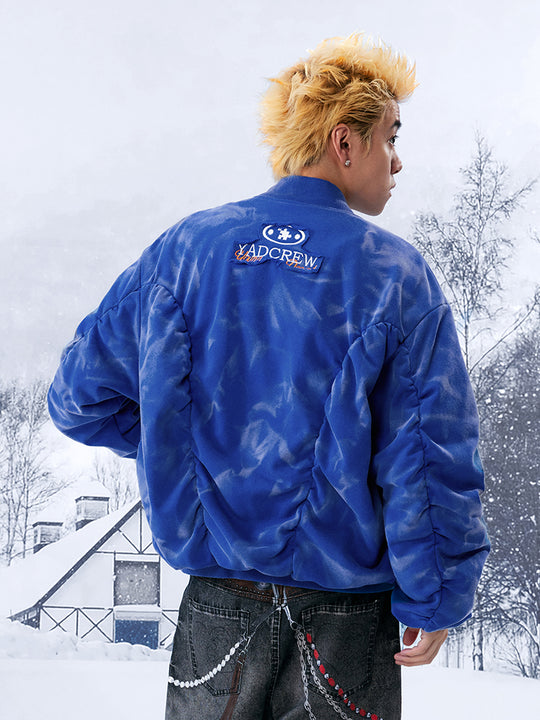 YADcrew Heavy Washed Distressed Sprayed Bomber Jacket | Face 3 Face