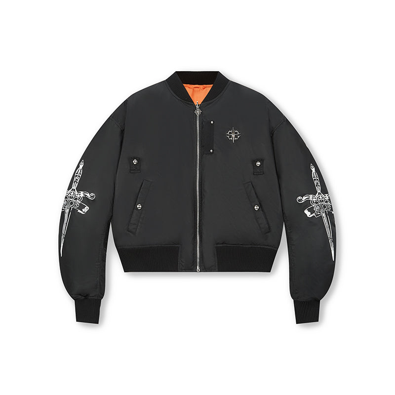 DICETINY Metal Logo Studs MA-1 Bomber Jacket | Face 3 Face