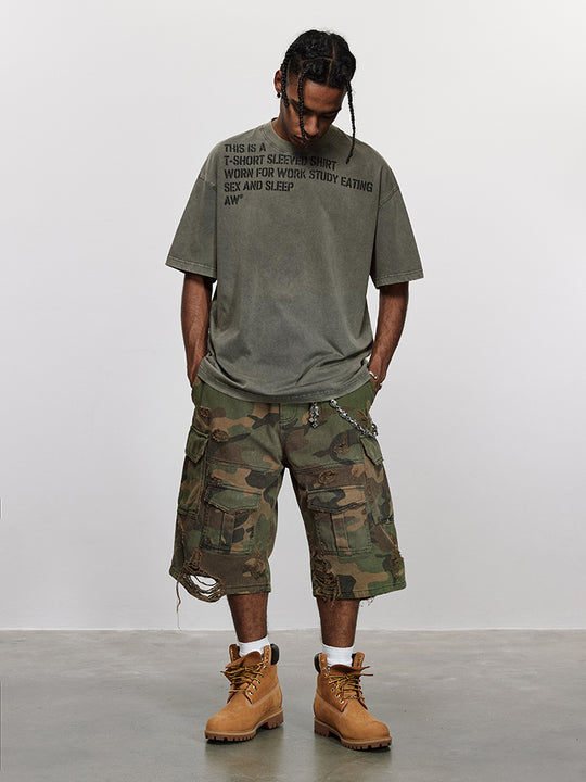 ANTIDOTE Destruction Camouflage Washed Short Cargo Work Pants