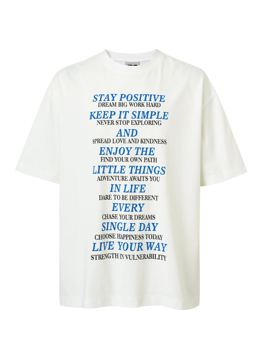 F2CE Blue Slogan Letter Print Tee
