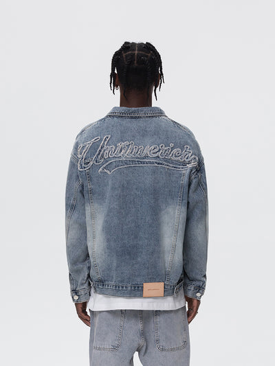 UNTILWERICH Old Washed Patchwork Embroidery Denim Jacket | Face 3 Face