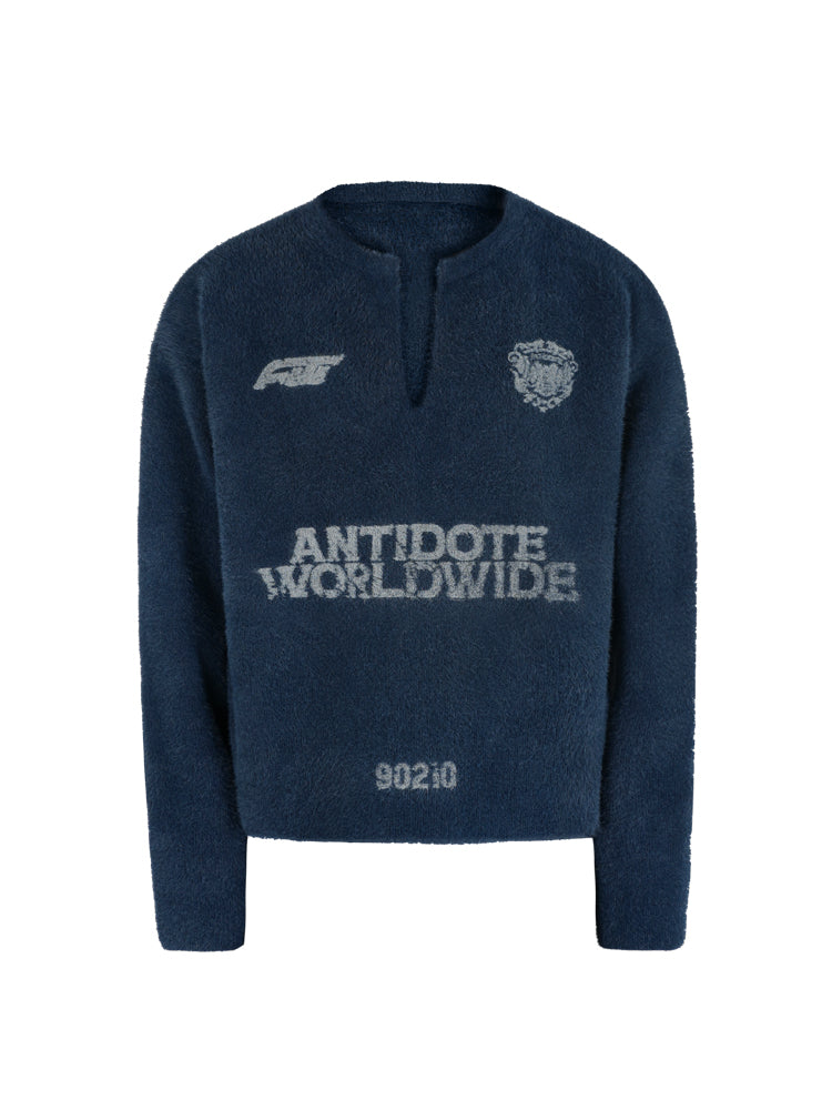 ANTIDOTE Imitation Mink Sports Print Knit Sweater | Face 3 Face