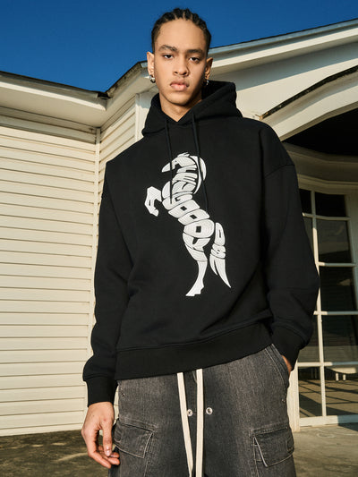 AFGK Morphing Font Horse Printed Embroidery Hoodie