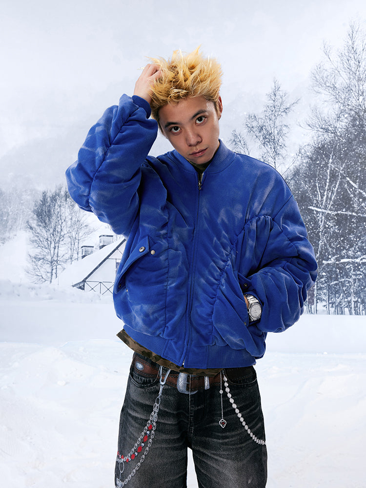 YADcrew Heavy Washed Distressed Sprayed Bomber Jacket | Face 3 Face