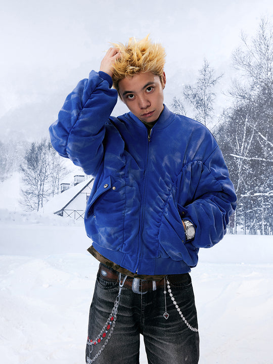 YADcrew Heavy Washed Distressed Sprayed Bomber Jacket | Face 3 Face