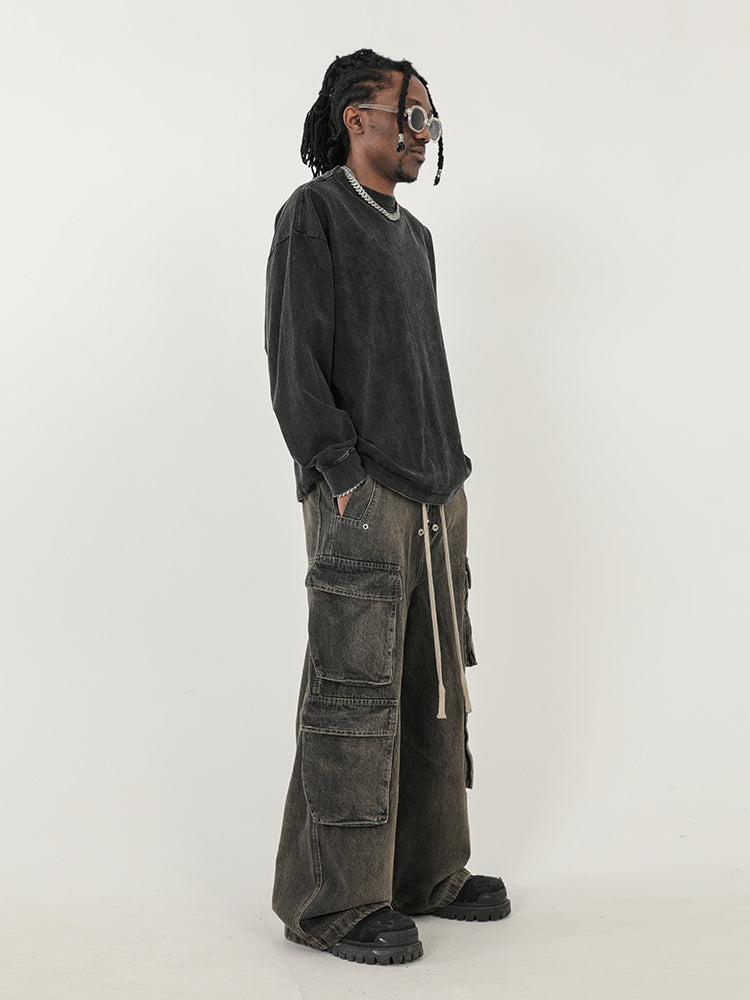 F3F Select Gradient Washed Multi Pocket Work Cargo Jeans