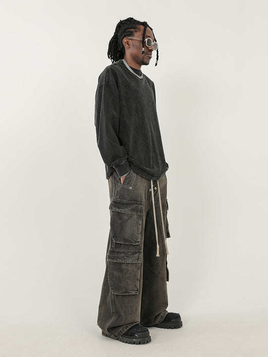 F3F Select Gradient Washed Multi Pocket Work Cargo Jeans