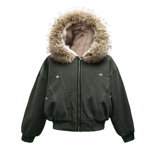 F3F Select Faux Fur Hooded Work Jacket | Face 3 Face