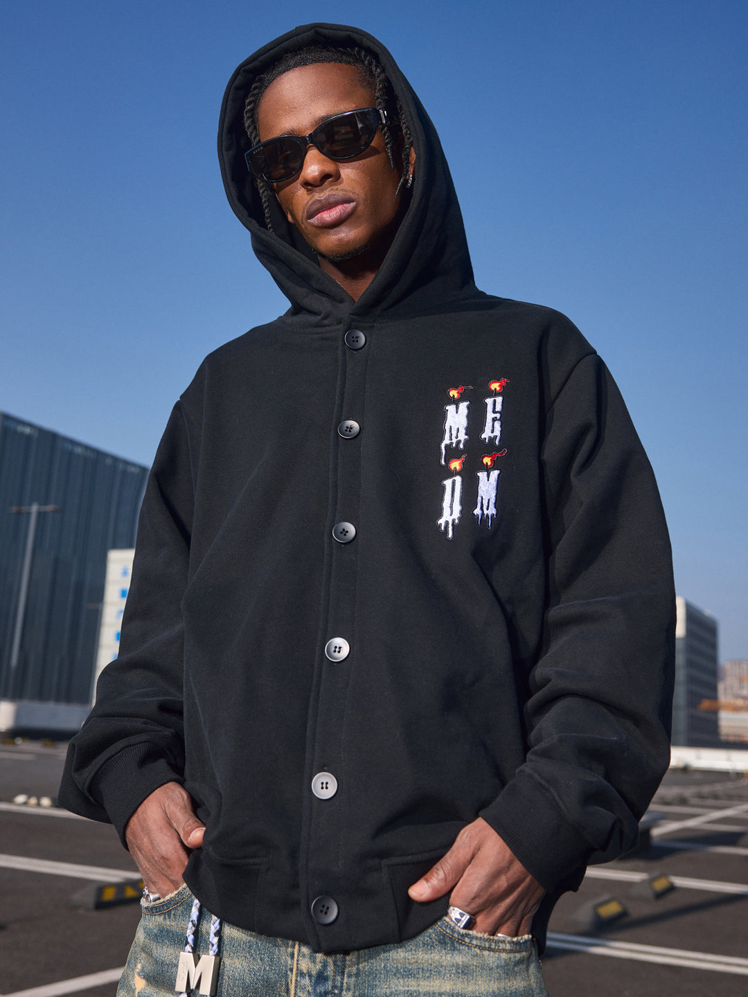 MEDM Candle Logo Button Cardigan Hoodie