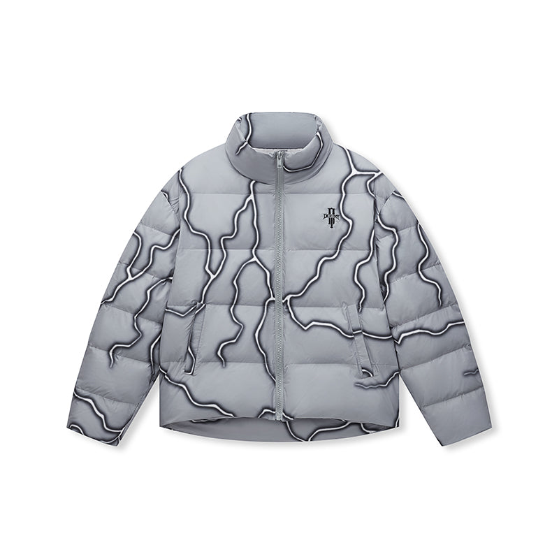 DICETINY Lightning Logo Printing Puffer Jacket | Face 3 Face