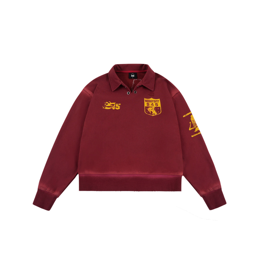 S45 Vintage Lapel Patch Polo Sweatshirt | Face 3 Face