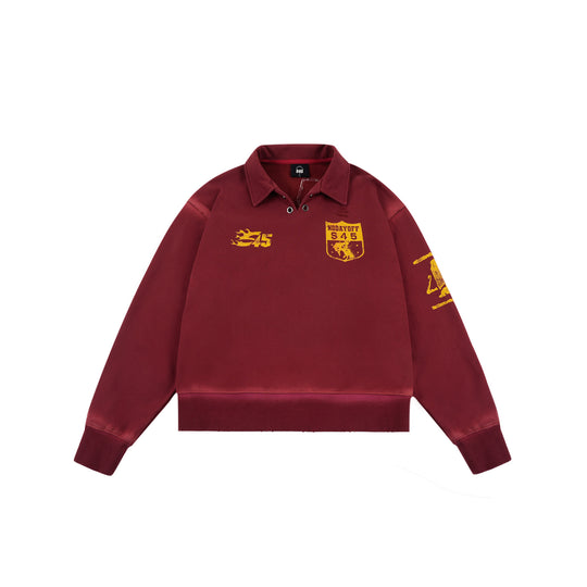 S45 Vintage Lapel Patch Polo Sweatshirt | Face 3 Face