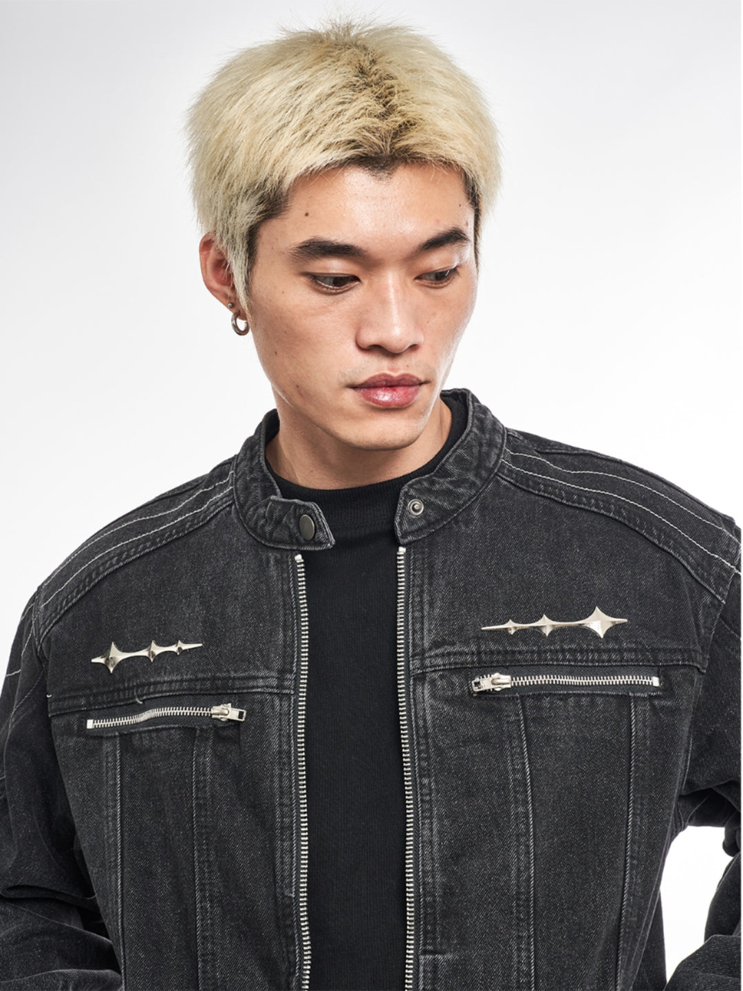 F3F Select Metal Decoration Washed Denim Jacket | Face 3 Face