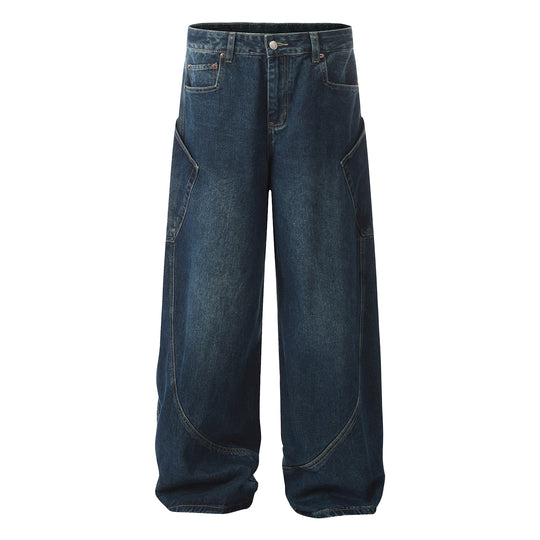 F3F Select Dark Blue Baggy Large Back Pocket Jeans | Face 3 Face