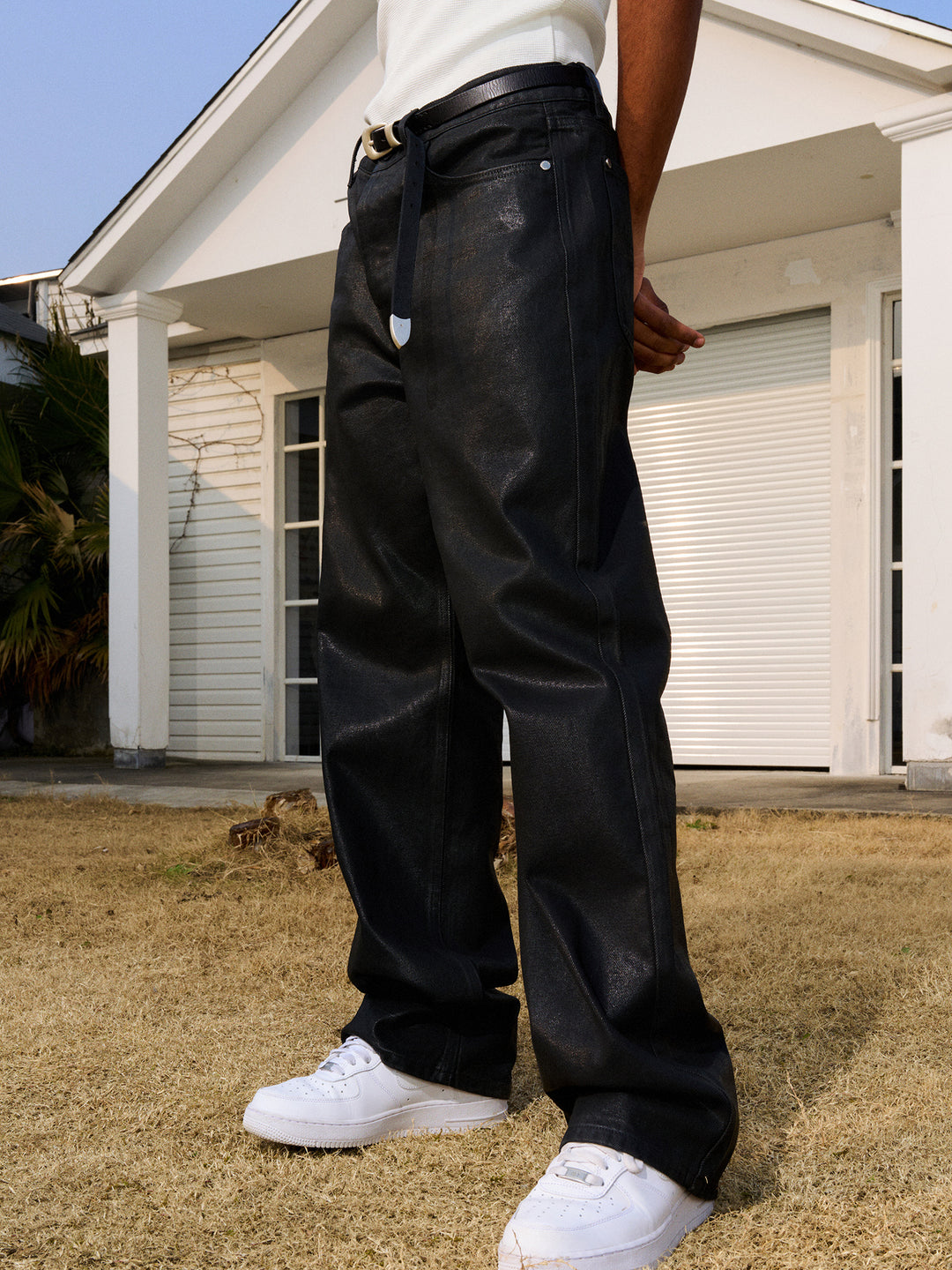 AFGK Brushed Wax Slim Straight Pants