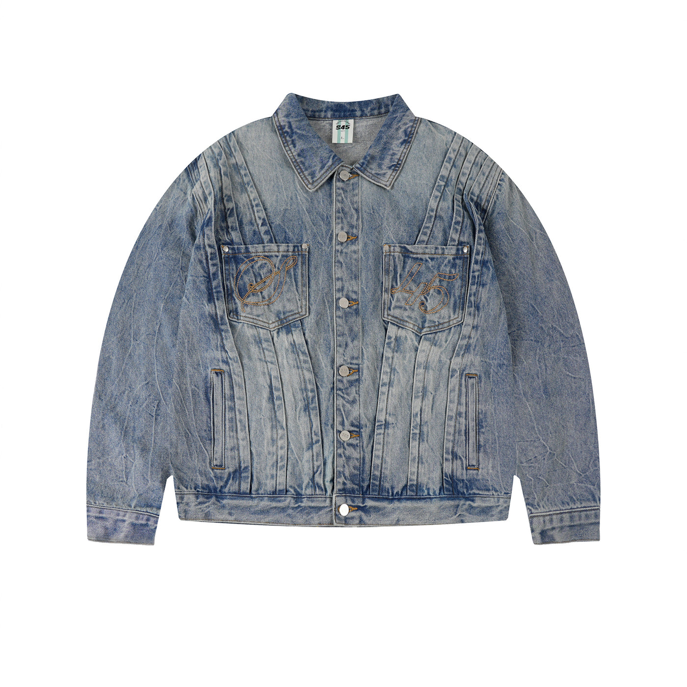 S45 Washed Pleats Drop Shoulder Denim Jacket | Face 3 Face