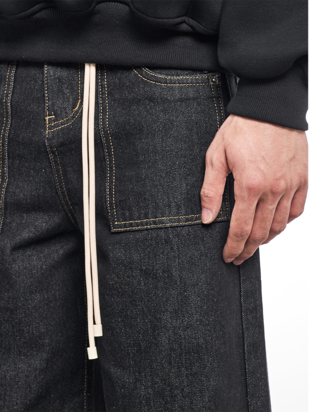 F3F Select Drawstring Belt Patch Pocket Jeans | Face 3 Face