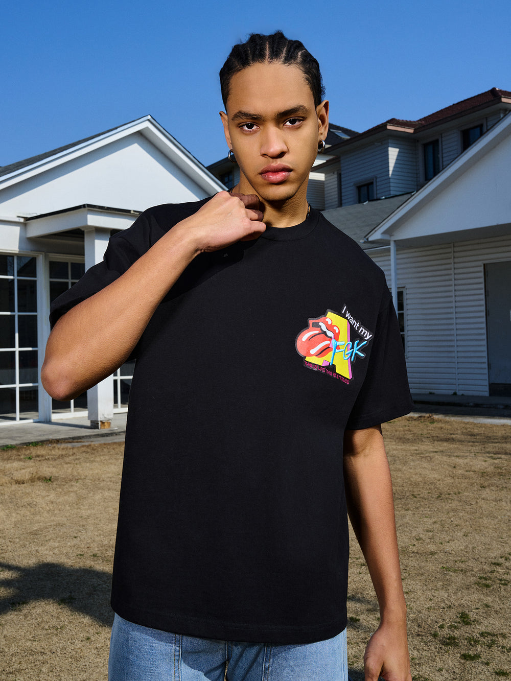 AFGK Spoof Embroidery Logo Print Tee