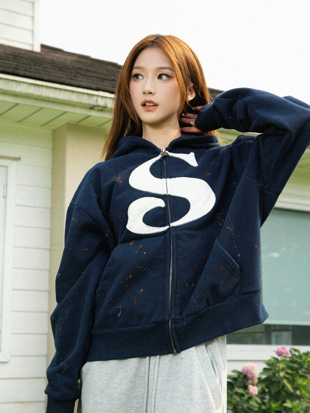 S45 Large S Logo Ink Splash Zip Up Hoodie | Face 3 Face