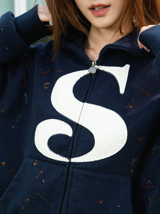 S45 Large S Logo Ink Splash Zip Up Hoodie | Face 3 Face