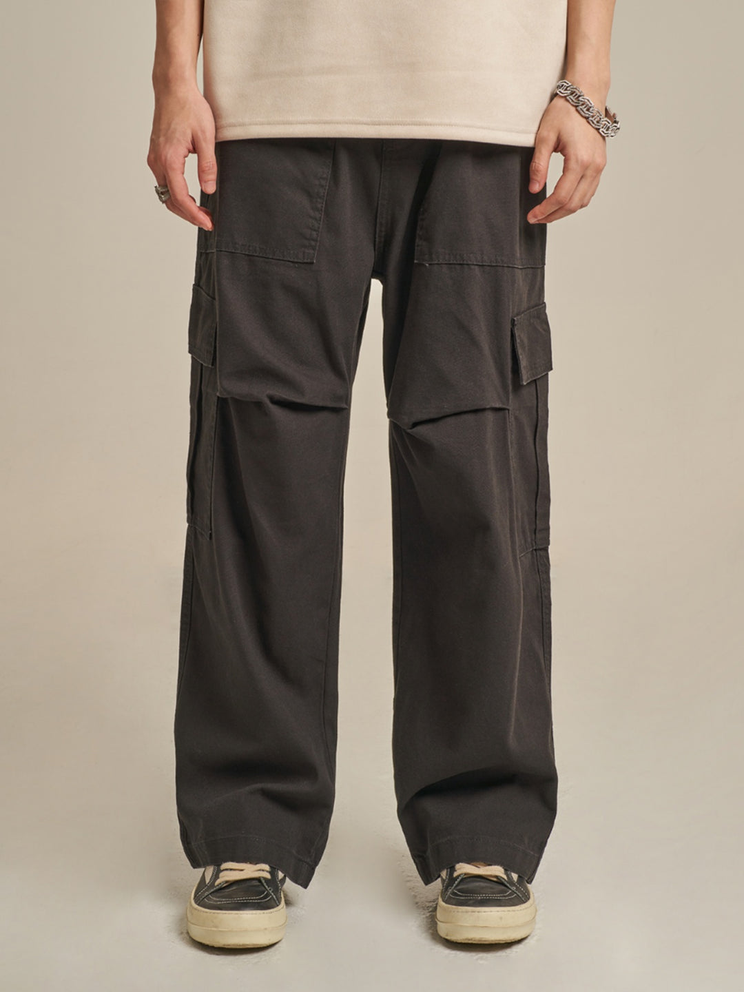 F3F Select Washed Black Casual Cargo Pants