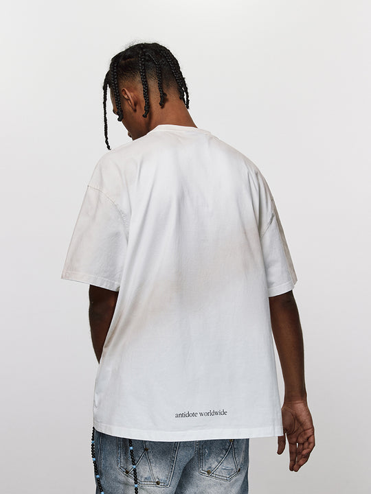 ANTIDOTE Slogan Partial Airbrush Letters Printed Tee