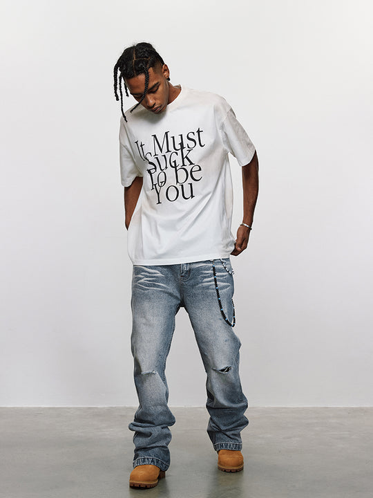 ANTIDOTE Slogan Partial Airbrush Letters Printed Tee