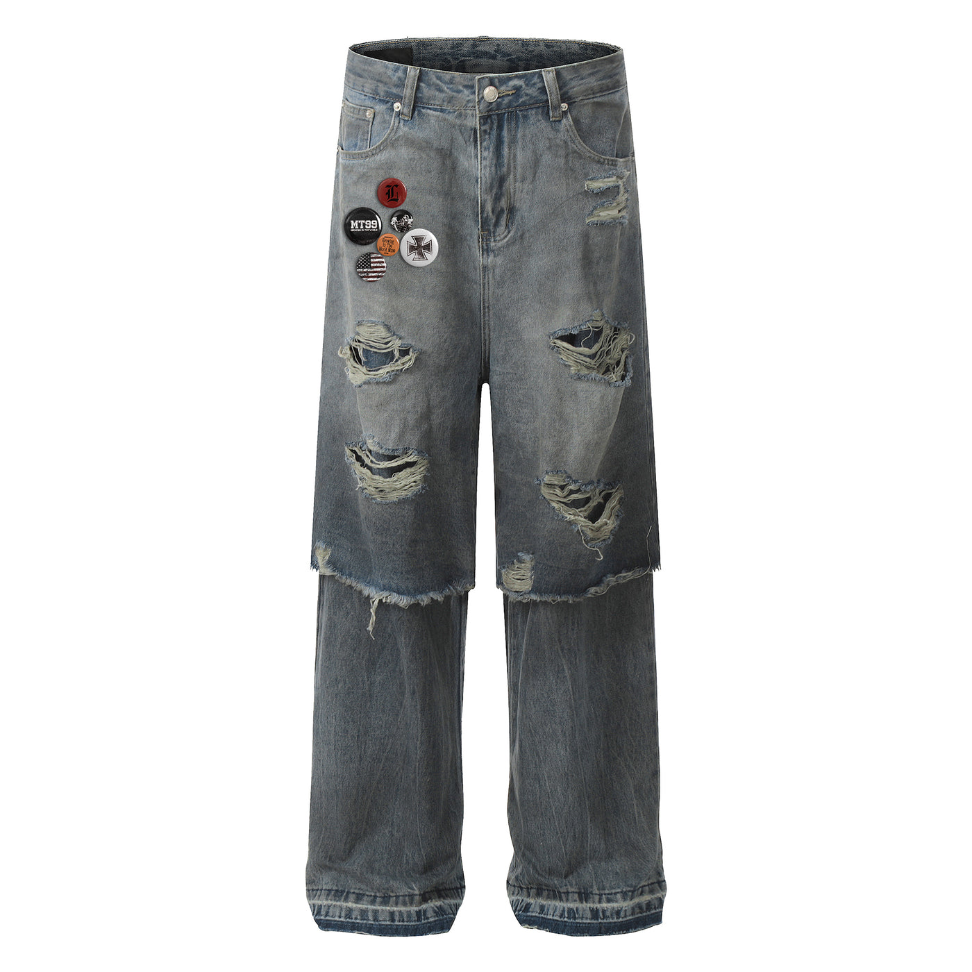 F3F Select Double Layer Ripped Baggy Jeans | Face 3 Face