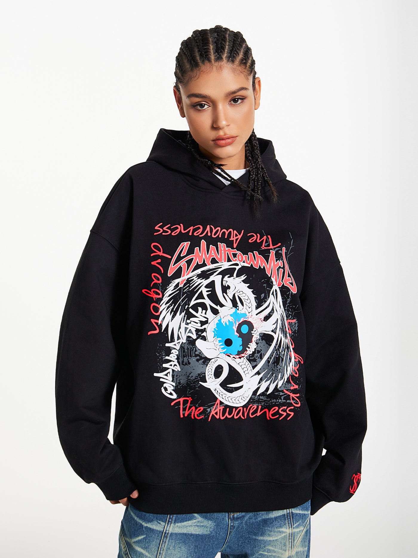 Small Town Kid Dragon Print Hoodie | Face 3 Face