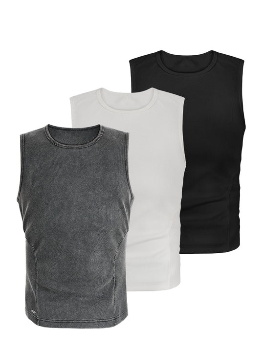 ANTIDOTE Pit Stripe Texture Slim Stretch Sleeveless Tee