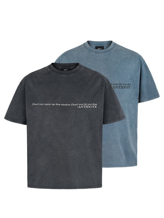 ANTIDOTE Slogan Washed Letter Print Tee