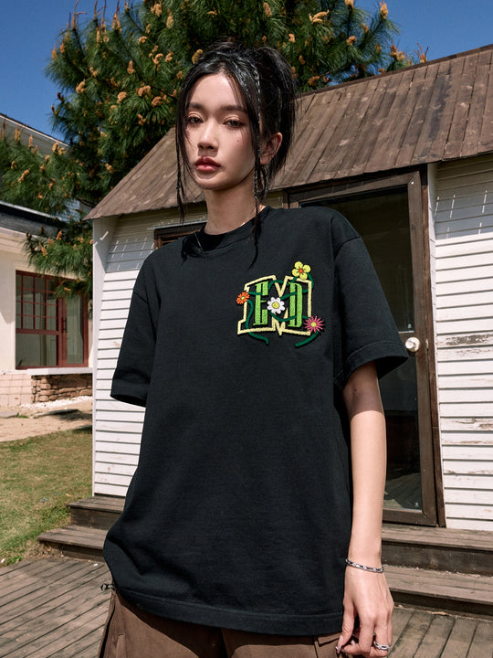 MEDM Floral Toothbrush Embroidery Tee