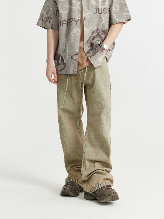 F3F Select Yellow Mud Dyed Old Washed Micro Jeans