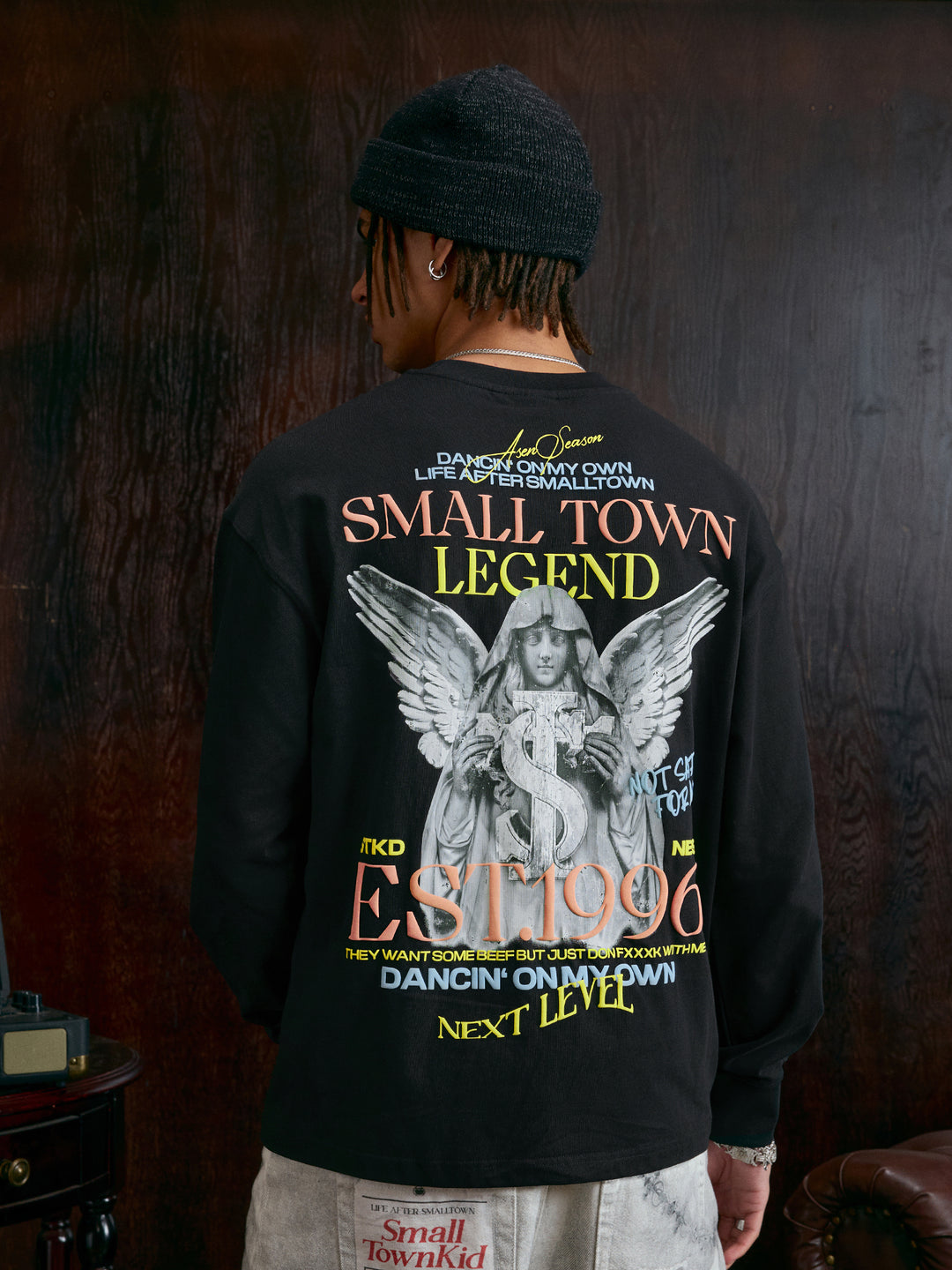 Small Town Kid Angel Foam Print Long Sleeved Tee | Face 3 Face