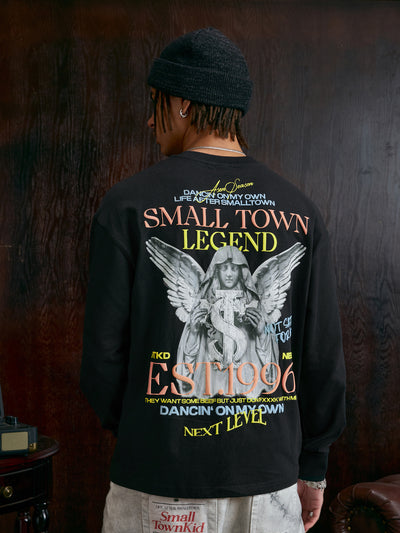 Small Town Kid Angel Foam Print Long Sleeved Tee | Face 3 Face