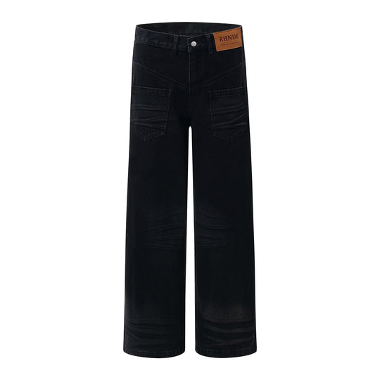 F3F Select Wrinkled Black Baggy Jeans | Face 3 Face
