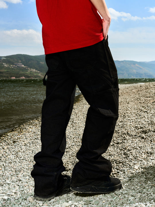 AFGK Rivet Multi Pocket Washed Lumberjack Denim Jeans