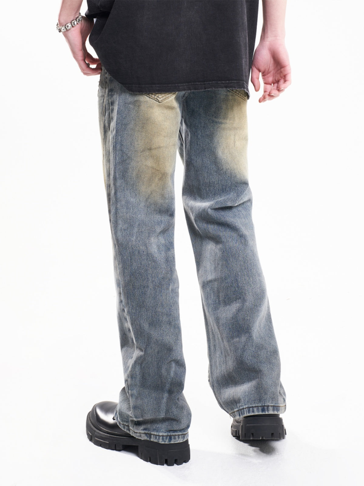 F3F Select Irregular Yellow Mud Dye Jeans