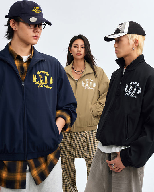 MEDM Basic Logo Embroidered Track Jacket | Face 3 Face