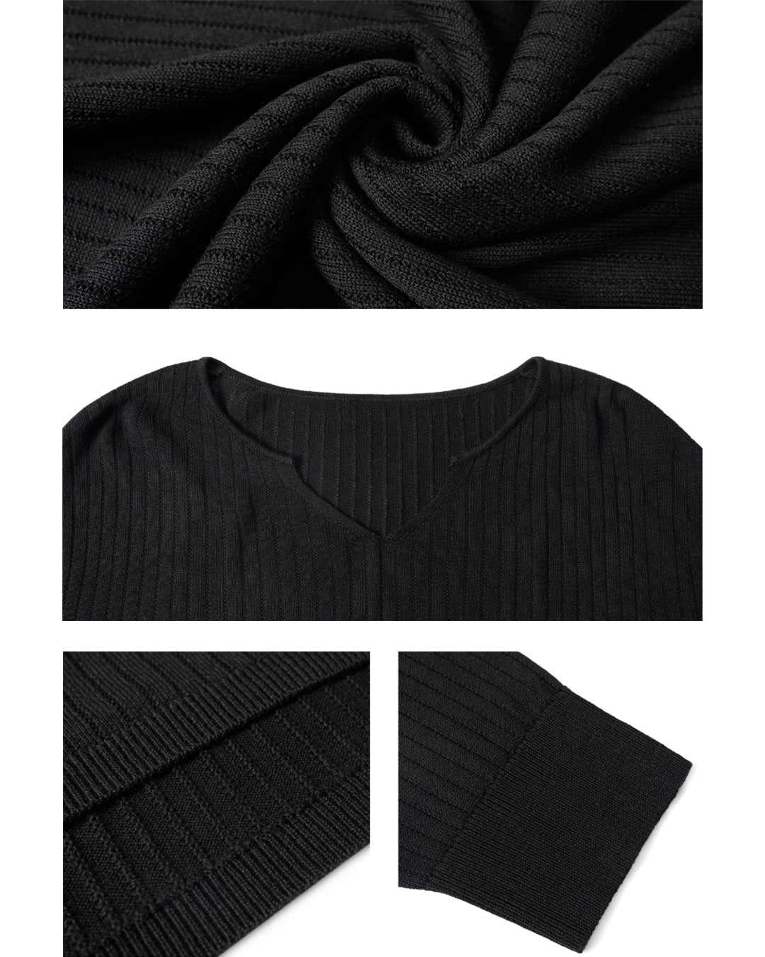 JHYQ Lightweight Striped V-neck Jacquard Knit Sweater | Face 3 Face