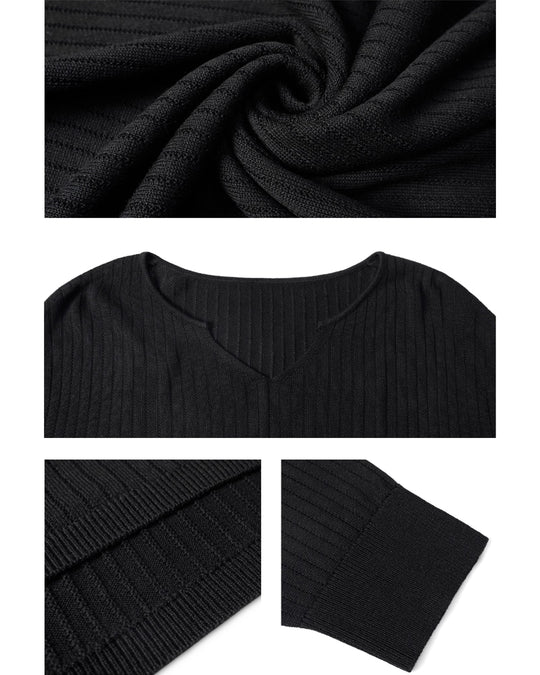 JHYQ Lightweight Striped V-neck Jacquard Knit Sweater | Face 3 Face