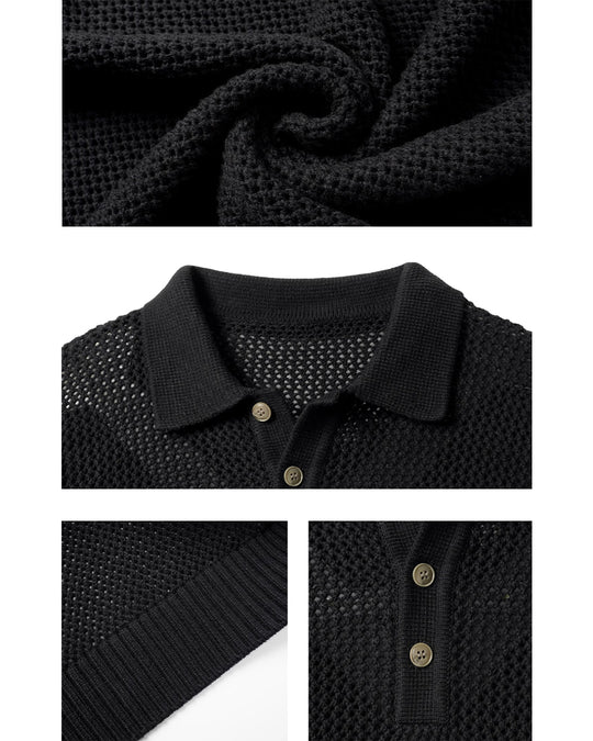 JHYQ Lightweight Jacquard Polo Knit Sweater | Face 3 Face