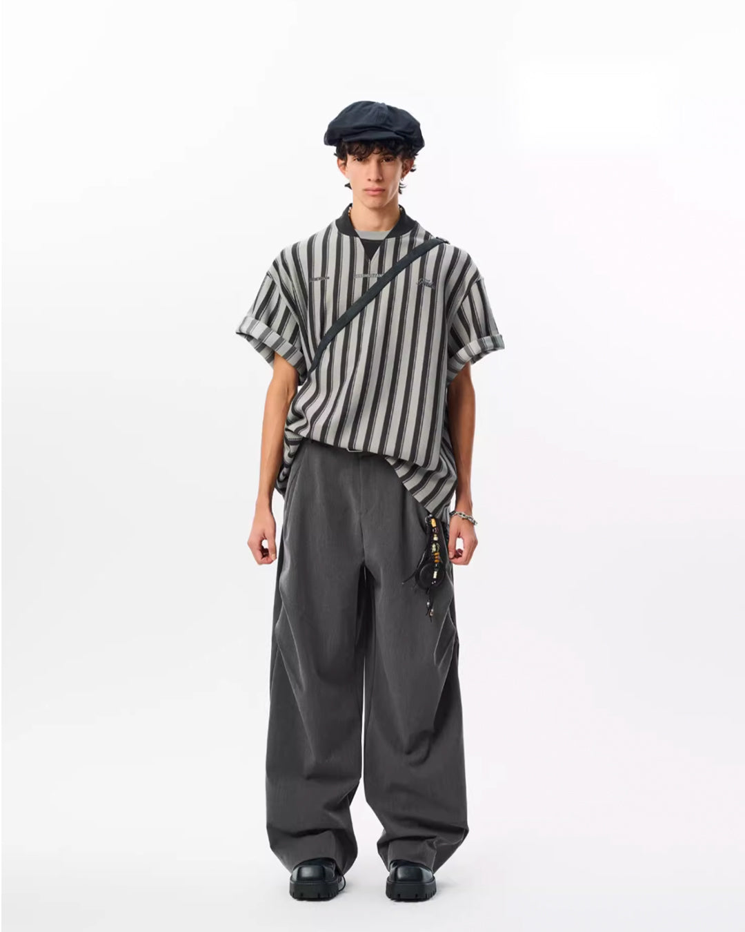 JHYQ Layered V-neck Striped Tee | Face 3 Face