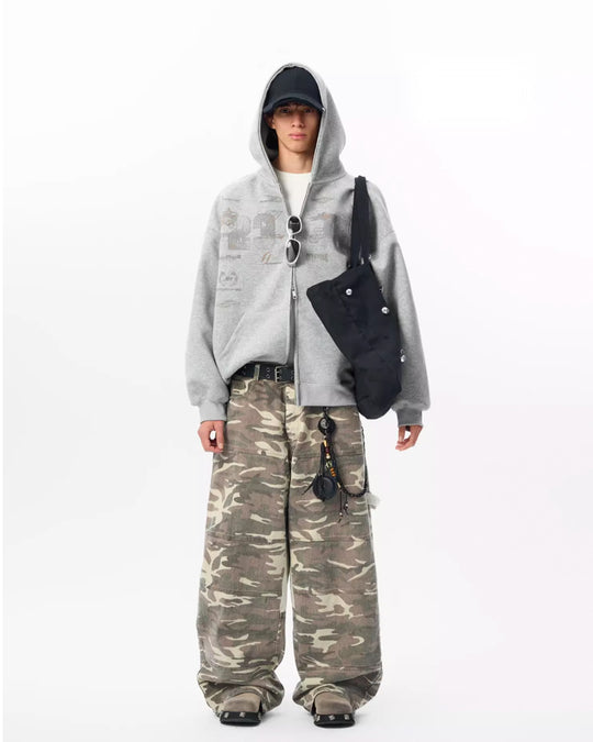 JHYQ Letter Printed Double Zip Hoodie | Face 3 Face